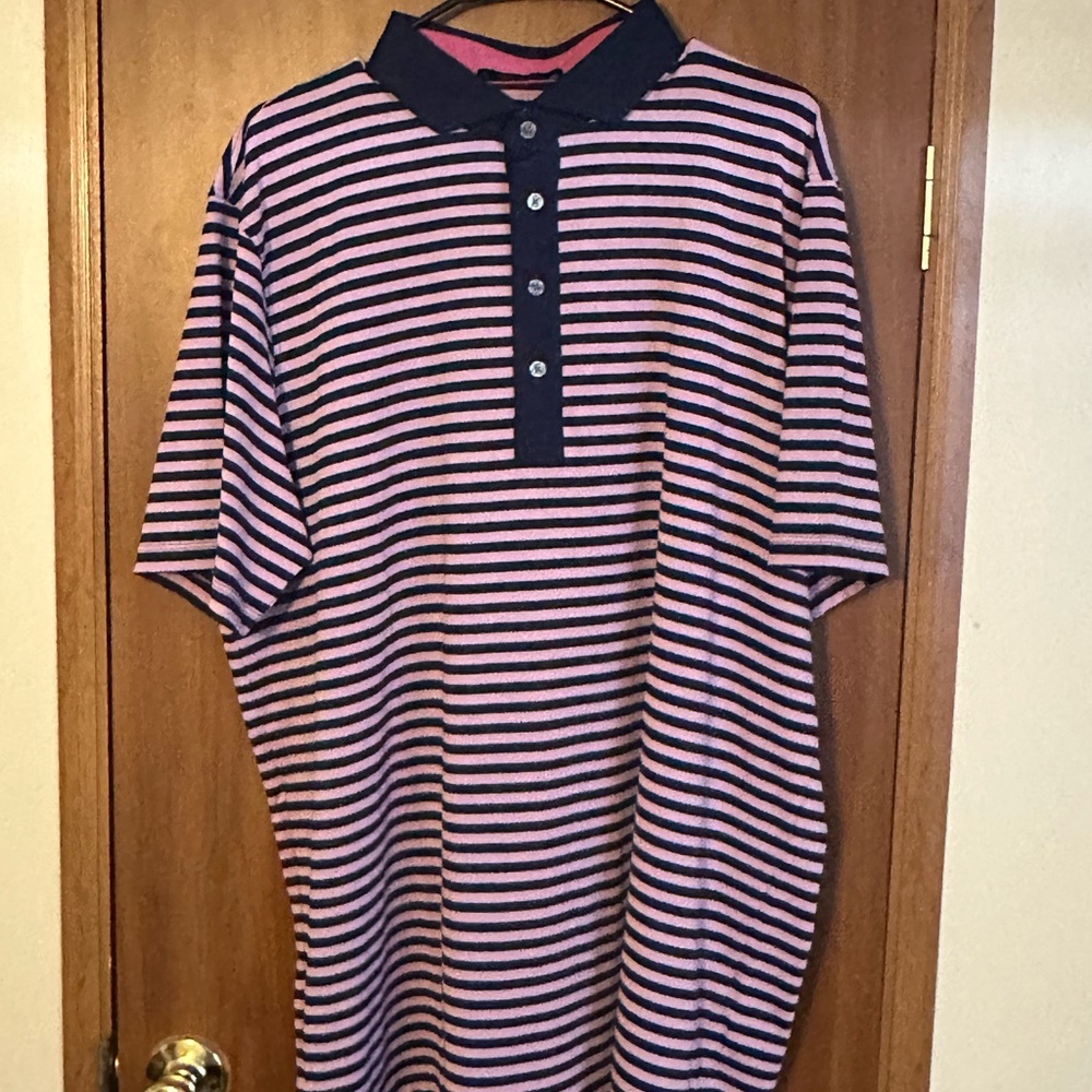 Greyson Navy and Pink Striped Polo Shirt
